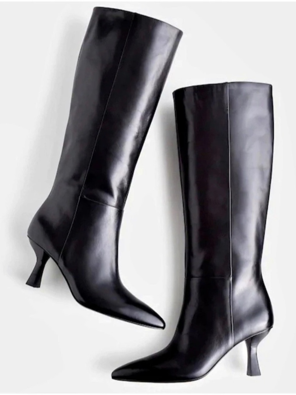 Madewell The Justine Black Leather Knee High Boots Size 10 Quiet Luxury
